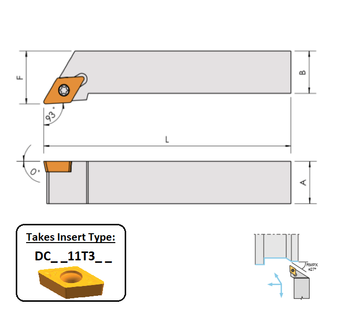 SDJCR 1616 H11 (93Deg) Toolholder for Screw on Inserts Edgetech